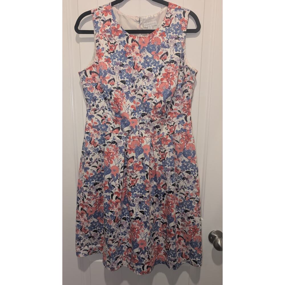 Charter Club Multicolor Floral Sleeveless Knee Length A-Line Dress Zip Lined 12